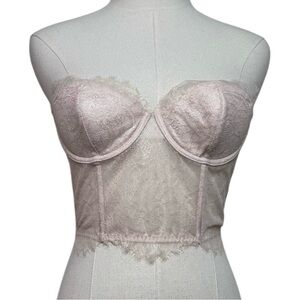 Victoria’s Secret Metallic Pink Dream Angels Strapless Bustier Bra 32B